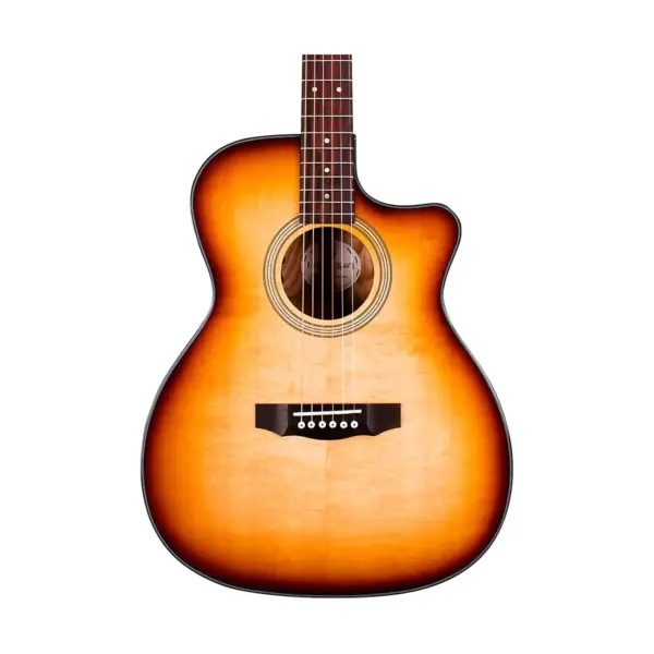 Guild OM-260CE Deluxe Burl Orchestra Cutaway Acoustic-Electric Guitar Edge Burst