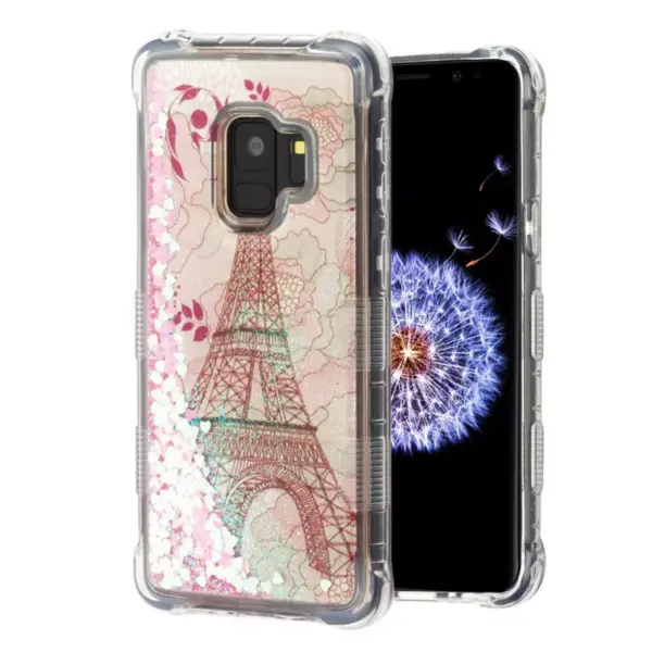 MyBat Tuff Quicksand Glitter Hearts Hard Plastic/Soft TPU Rubber Case Cover For Samsung Galaxy S9, Multi-Color