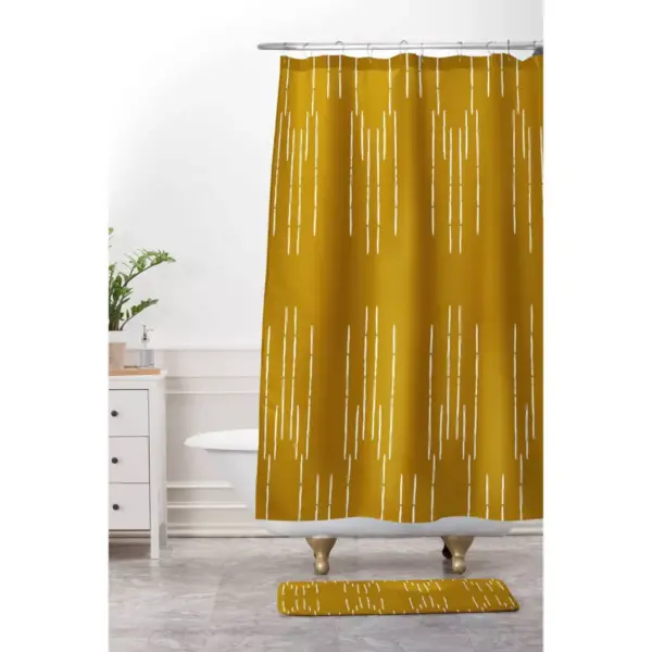 La Jardin Noir III Shower Curtain Mustard - Deny Designs