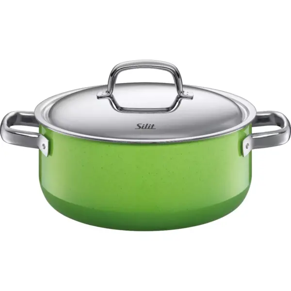 WMF Fresh Colors Lemon Green Low Casserole Pan With Lid, 4.5 Quart