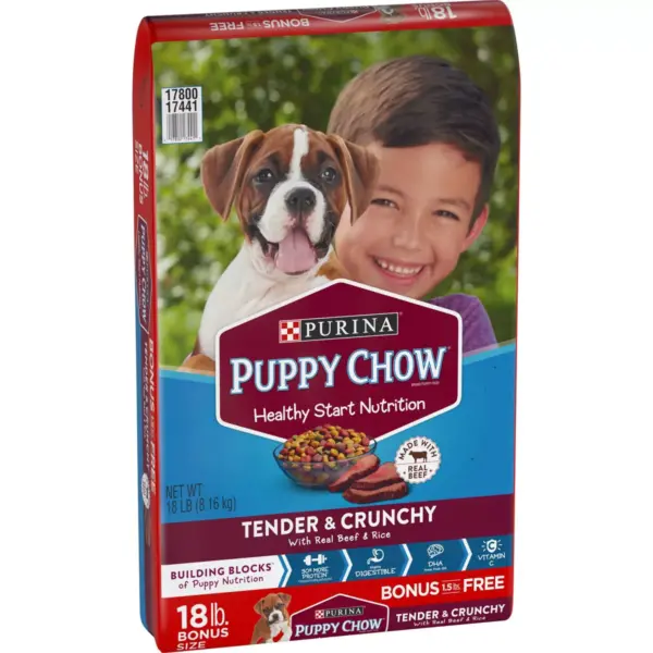 Purina Puppy Chow Tender & Crunchy with Real Beef & Rice Dry Dog Food - 18lbs