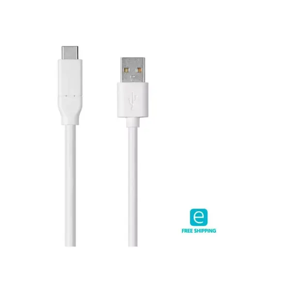 Monoprice USB & Lightning Cable - 0.5 Meter - White | 2.0 USB-C to USB-A, 3A, 480 Mbps, use with Samsung Galaxy S9 S8 Note 8, Pixel, LG V30 G6 G5,