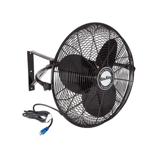 Air King 20 Inch 1/6 Horsepower 3-Speed 90-Degree Adjustable Angle Non-Oscillating Enclosed Workshop Home Garage Steel Wall Mounted Fan, Black