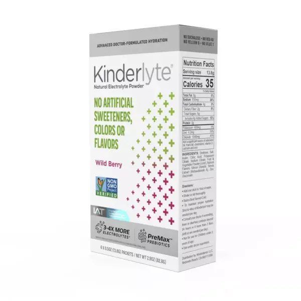 Kinderlyte Natural Electrolyte Powder - Wild Berry - 6ct/0.5oz Each