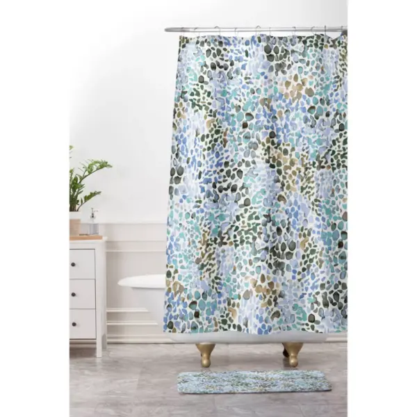 Blue Speckled Painting Watercolor Stains Shower Curtain Blue - Deny Designs