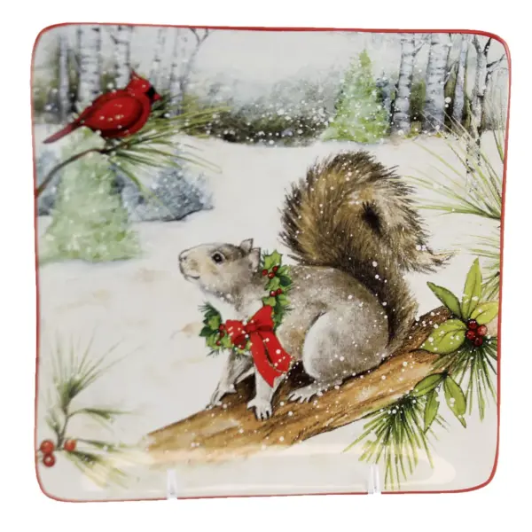 Tabletop 8.5" Winter Forest Dessert Plates Christmas Set/4 Certified International  -  Serving Platters