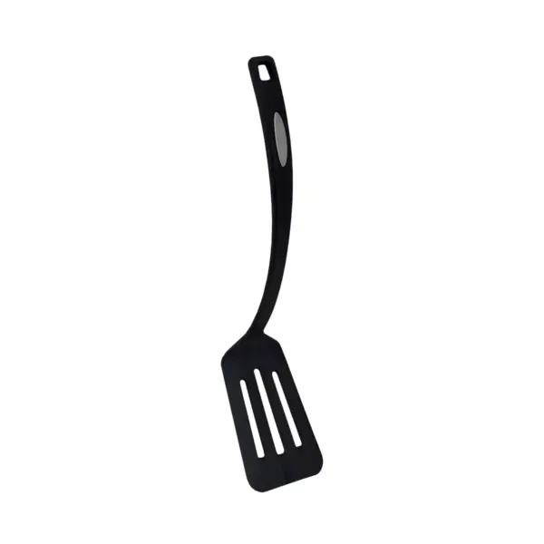 Home Basics Flexible Nylon Non-Stick Slotted Spatula with Curved Handle, Black