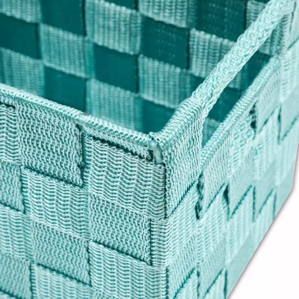 3-Pack Woven Storage Shelf Baskets Bin Box Organizer Rectangle Set, Turquoise 3 Sizes