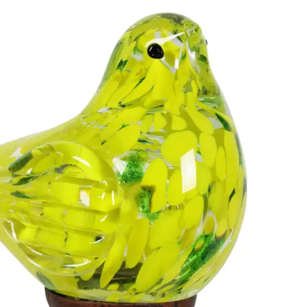 31" Solar Resin/Glass Bird Finial Garden Stake Yellow - Exhart