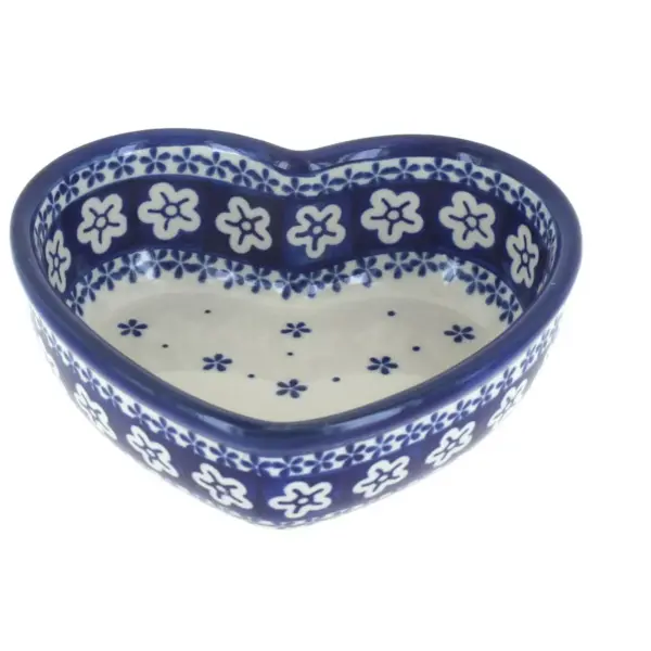 Blue Rose Polish Pottery Carly Heart Bowl