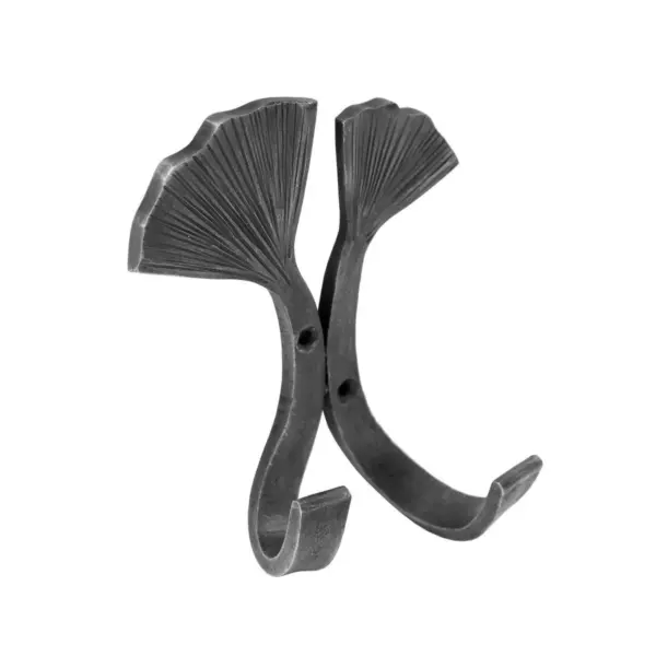 6.5" Steel Double Ginkgo Leaf Wall Hook Black - ACHLA Designs