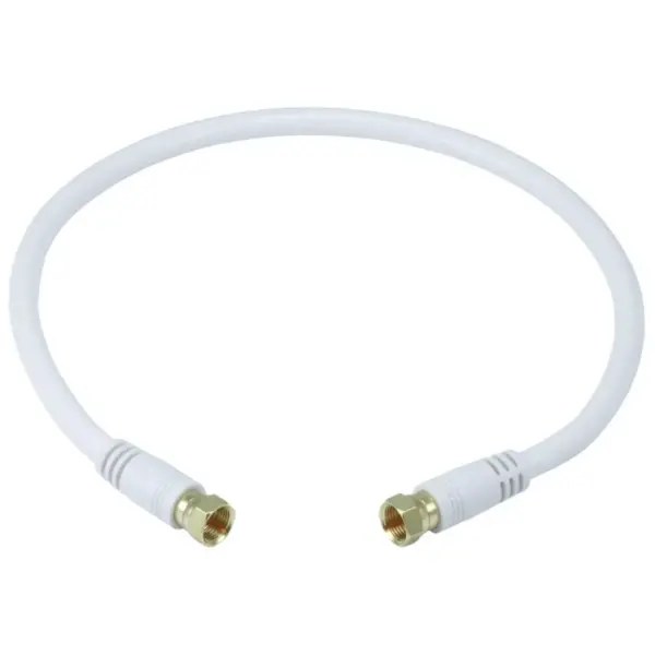 Monoprice Coaxial Cable - 1.5 Feet - White | 18AWG, 75Ohm, RG6 Quad Shield CL2 with F Type Connector