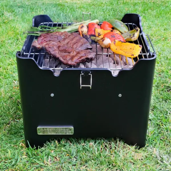 Permasteel PG-40C10-BK Square Portable Charcoal Grill - Black