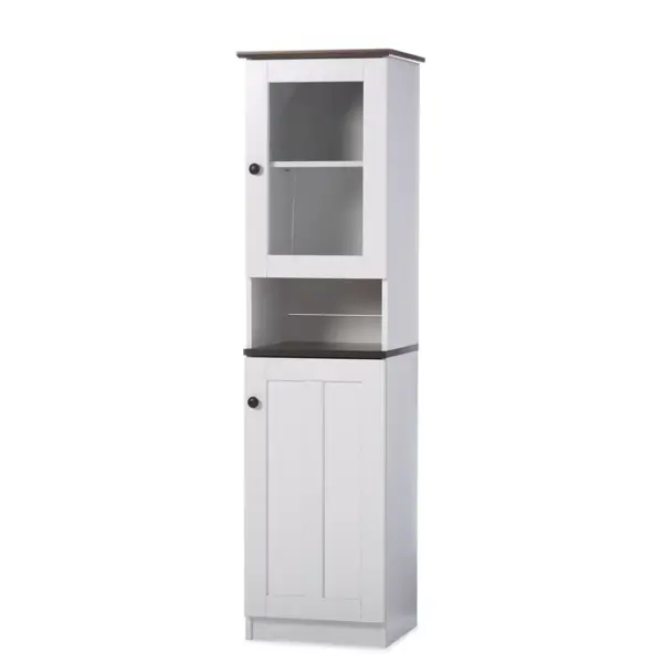 Lauren TwoTone and Buffet and Hutch Kitchen Cabinet White/Dark Brown - Baxton Studio