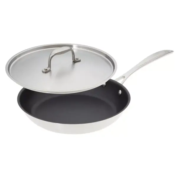 American Kitchen Cookware Premium Tri-Ply Stainless Steel Nonstick Covered 10 Inch Frying Pan