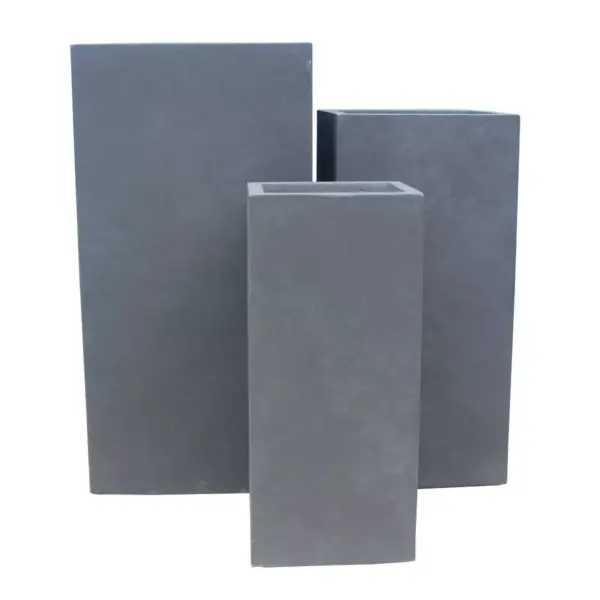 Kante Set of 3 Lightweight Concrete Rectangular Outdoor Planter Charcoal - Rosemead Home & Garden, Inc