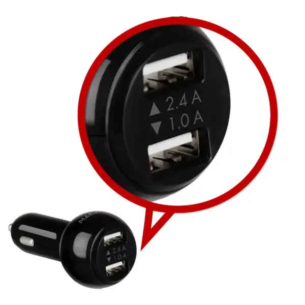 Macally 17 Watt Dual Port USB-A Car Charger