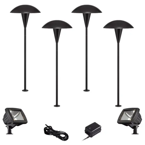 John Timberland Mushroom Black 8-Piece LED Path and Flood Light Set