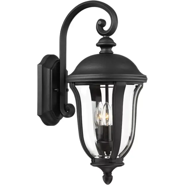 John Timberland Traditional Outdoor Wall Light Fixture Black 22 1/4" Clear Glass Downbridge for Exterior House Porch Patio Deck