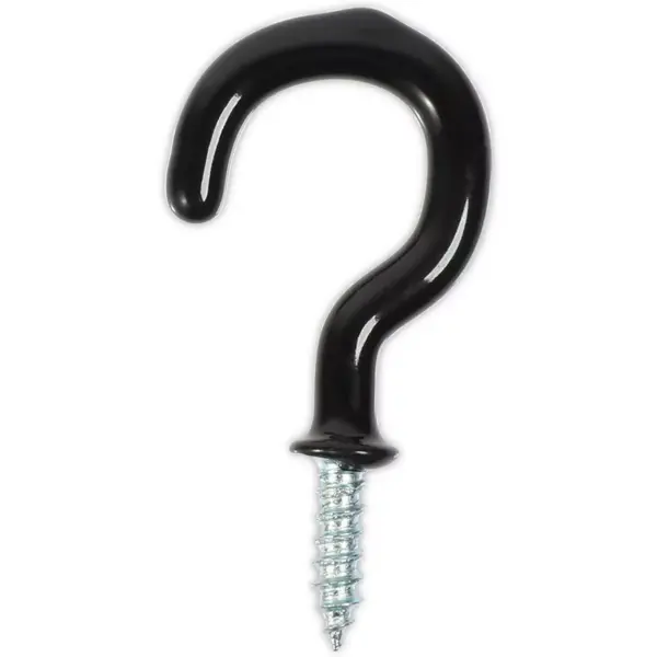 Okuna Outpost 100 Pack Vinyl Coated Screw Eye Hooks, Cup Hook, Black, 1.5"