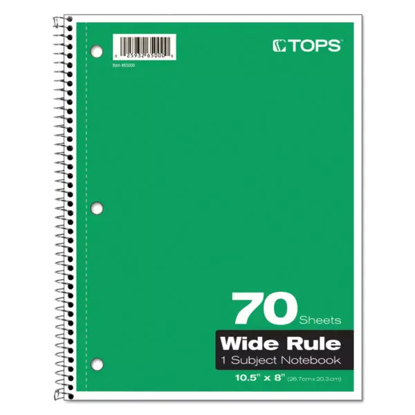 Tops Coil-Lock Wirebound Notebooks Legal/Wide 10 1/2 x 8 White 70 Sheets 65000