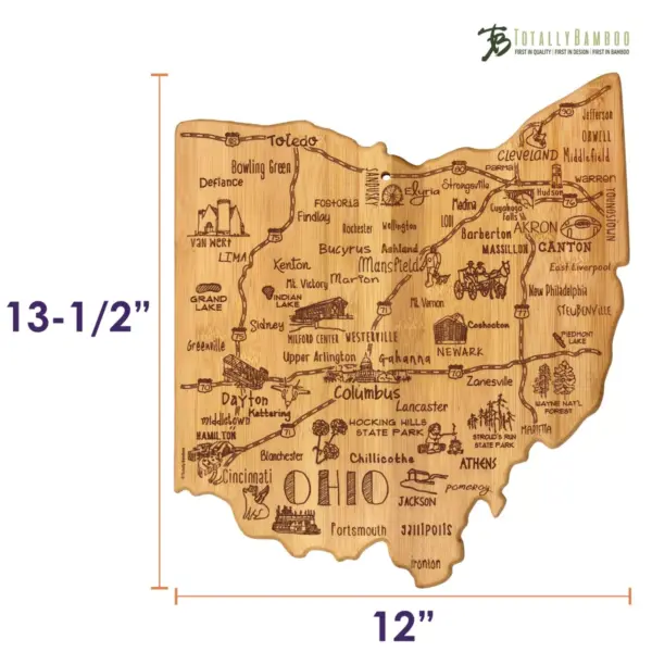 Totally Bamboo Destination Ohio Cutting Board 13.5" x 12"