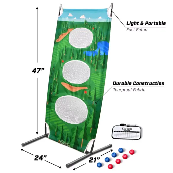 GoSports BattleChip Vertical Golf Challenge 26 x 48 Inch Outdoor Backyard Lawn Game with Vertical Target, 8 Golf Balls, and Scoreboard