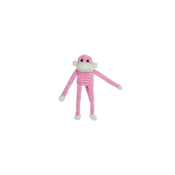 ZippyPaws - Spencer The Crinkle Monkey Dog Toy, Squeaker and Crinkle Plush Toy - Pink, Small