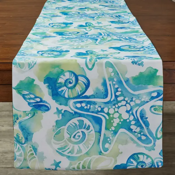 Split P Sealife Print Table Runner - 72''L - Blue