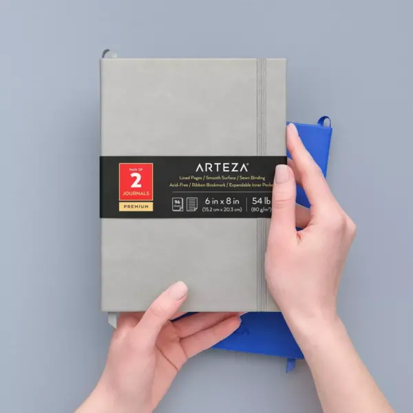 Arteza Hardcover Premium Edit Dotted Paper Note Journals, 96 Sheets, Cobalt Blue & Gray - 2 Pack (ARTZ-4266)