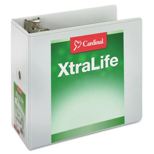 Cardinal XtraLife ClearVue Non-Stick Locking Slant-D Binder 6" Cap 11 x 8 1/2 White 26360