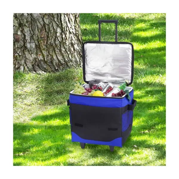 Picnic at Ascot 60 Can Collapsible Insulated Rolling Cooler - Royal Blue