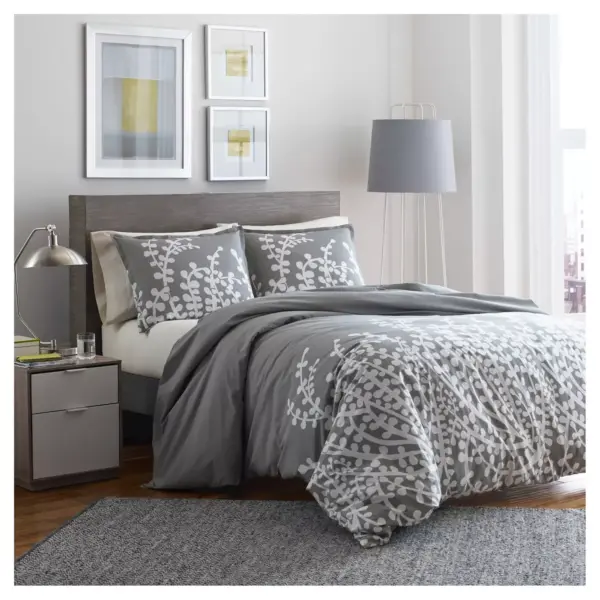 Branches Duvet Cover Set Full/Queen Gray - City Scene