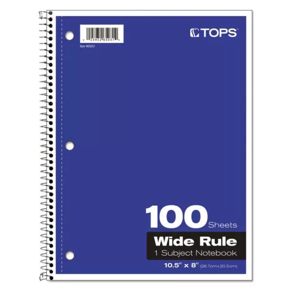 Tops Coil-Lock Wirebound Notebooks Legal/Wide 10 1/2 x 8 White 100 Sheets 65031