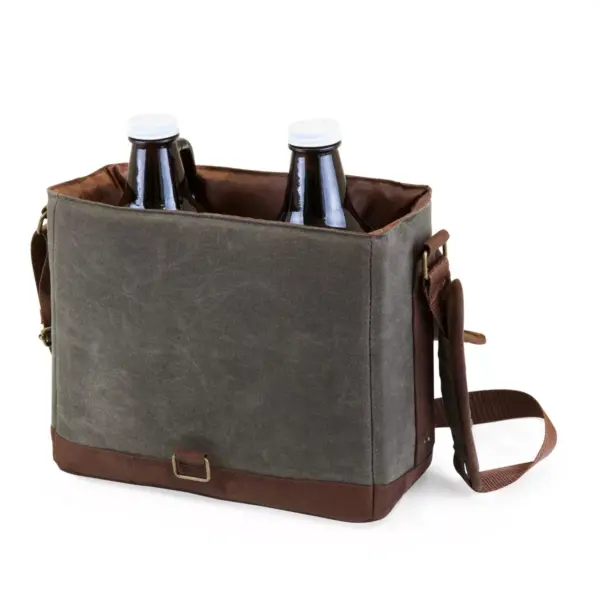 Picnic Time 7qt Double Growler Cooler Tote Green/Brown