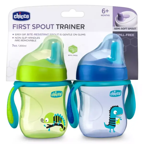 Chicco First Spout Trainer Portable Drinkware Sippy Cup - Blue - 2pk/7oz Each