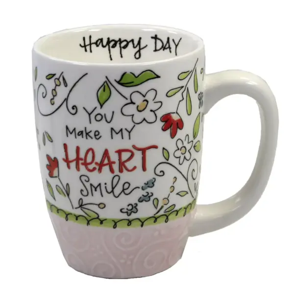 Tabletop 4.75" You Make My Heart Smile Mug Coffee Mug Flowers Brownlow Gifts  -  Drinkware