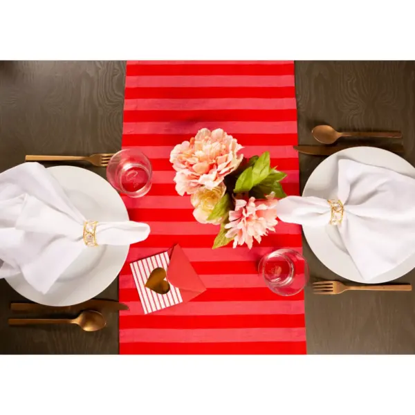 72"x14" In Love Embellished Table Runner Red - Design Imports