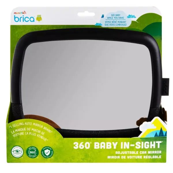 Munchkin Brica 360° Pivot Baby In-Sight Adjustable Car Mirror - Black