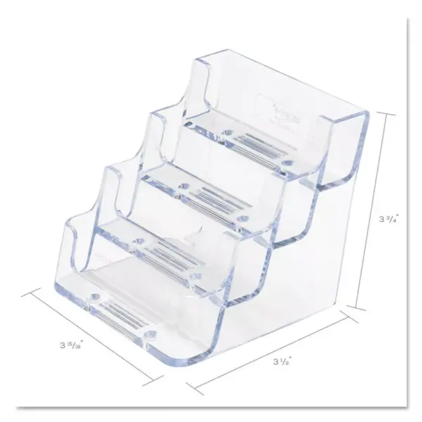 Deflecto Four-Pocket Countertop Business Card Holder Holds 2 x 3 1/2 Cards Clear 70841