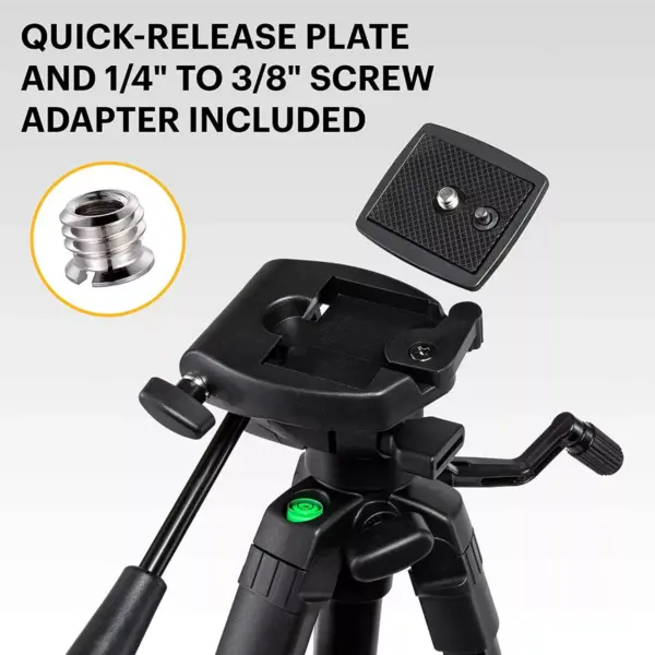 KODAK PhotoGear 62" Tripod with Remote | Compact 3-Section Flip-Lock Aluminum Tripod Adjusts 22”-62”, QuickRelease Plate, Smartphone Adapter & 1/4” to 3/8” Screw, Bubble Level, Carry Case, & E-Guide