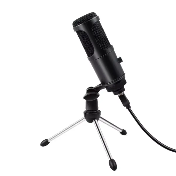 INSTEN USB Condenser Microphone, Indicator Light, Volume Knob, Tripod Stand, for Win, Mac, Recording, Studio, Podcasting and Streaming, Black