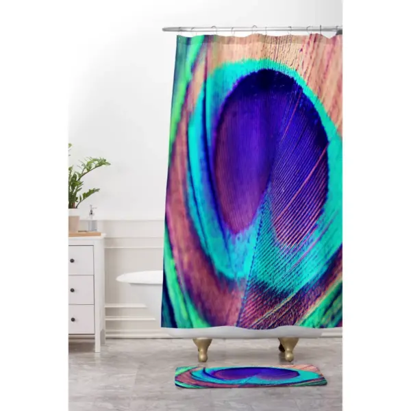 Pretty Peacock Shower Curtain Rich Plum - Deny Designs