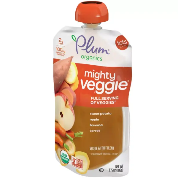 Plum Organics Mighty Veggie Sweet Potato Apple Banana Carrot Baby Food Pouch - 3.75oz