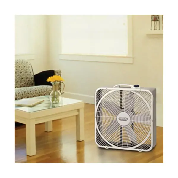 Lasko 3720 20 Inch 3-Speed Quiet Weather-Shield Performance Box Fan with Easy Carry Handle for Doorways, Windows and Home Rooms, White