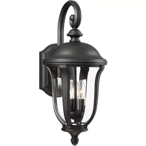 John Timberland Traditional Outdoor Wall Light Fixture Black 22 1/4" Clear Glass Downbridge for Exterior House Porch Patio Deck