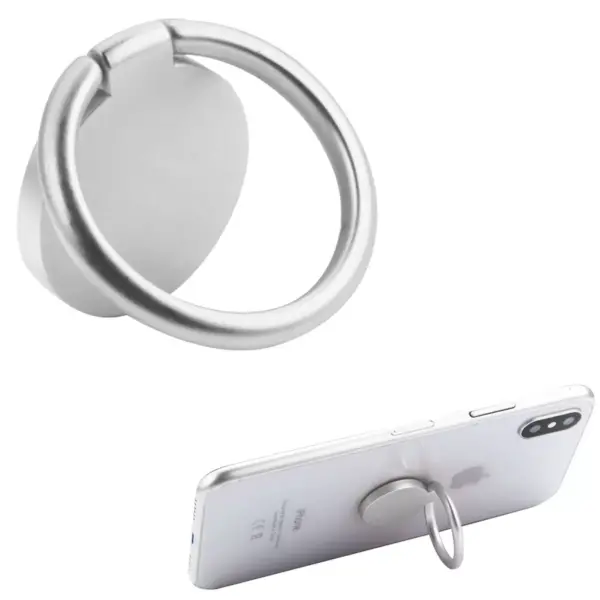 Valor Universal Circle Metal Finger Grip Rotating Ring Stand Holder for Mobile Phones iPhones Tablets iPads - Silver