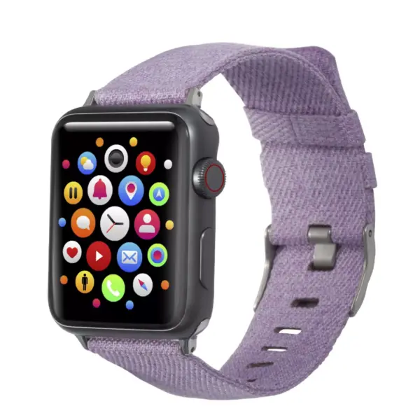 Insten Canvas Woven Fabric Band for Apple Watch 38mm 40mm All Series SE 6 5 4 3 2 1, For Women Girls Replacement Strap, Lavender Purple