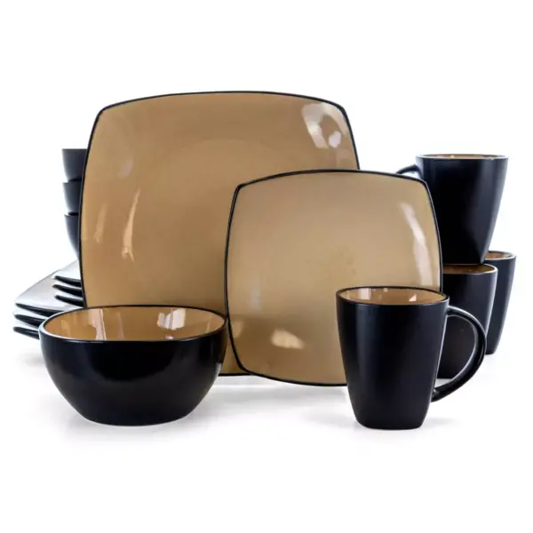 Gibson Home 16pc Stoneware Soho Lounge Dinnerware Set Taupe