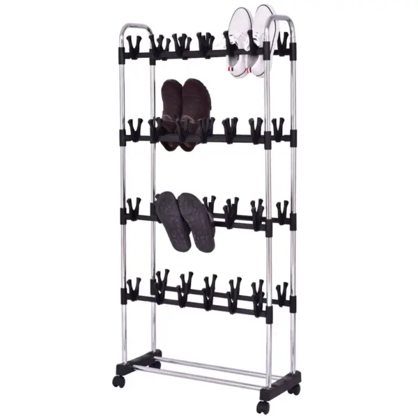 Costway 48 Pairs Clip On Shoe Rack Adjustable Storage Shelf Holder Space Organizer